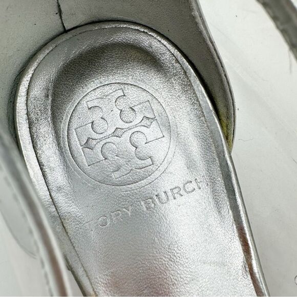 Tory Burch Reva Audrey‎ Silver & Clear Ballet Flat Sz 6.5 - Picture 9 of 16